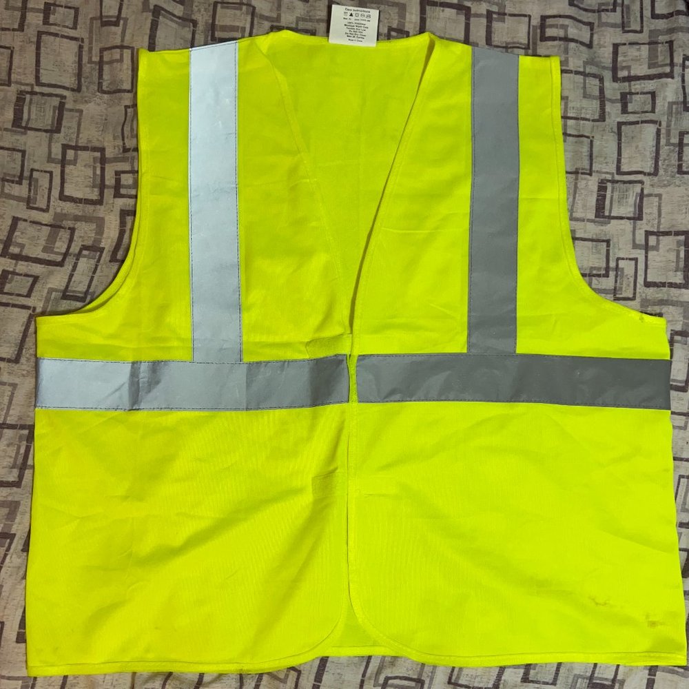 Mens Safety Vest Neon Green, Size: XL, 100% Polyester